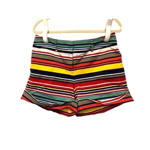 New York & Company Multicolor Striped Shorts Size 12 Cotton Blend With Pockets